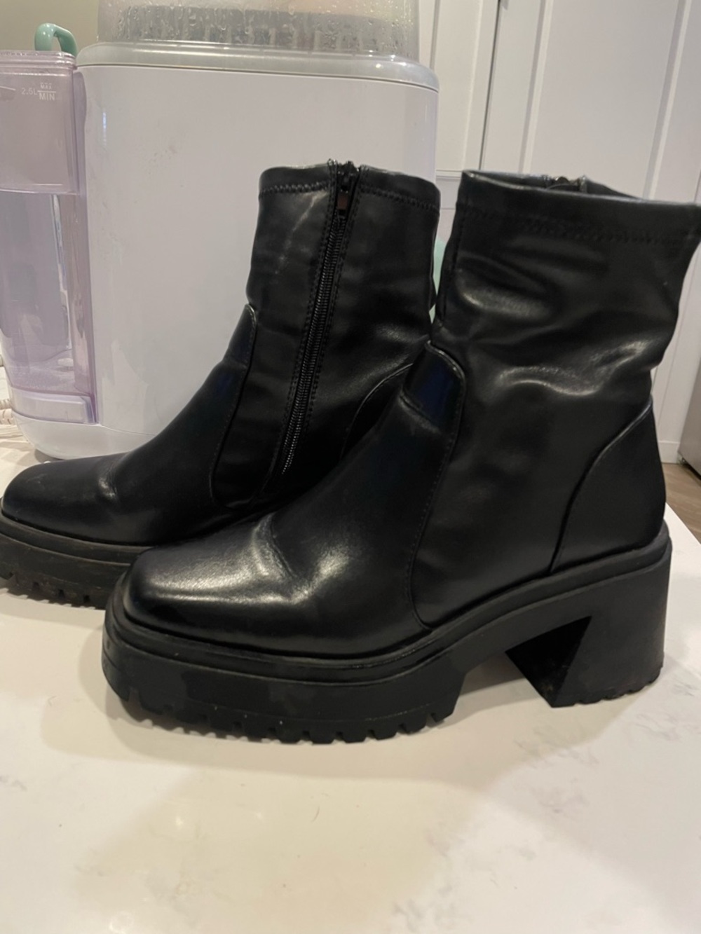 Madden Girl Black Chunky Platform Ankle Boots